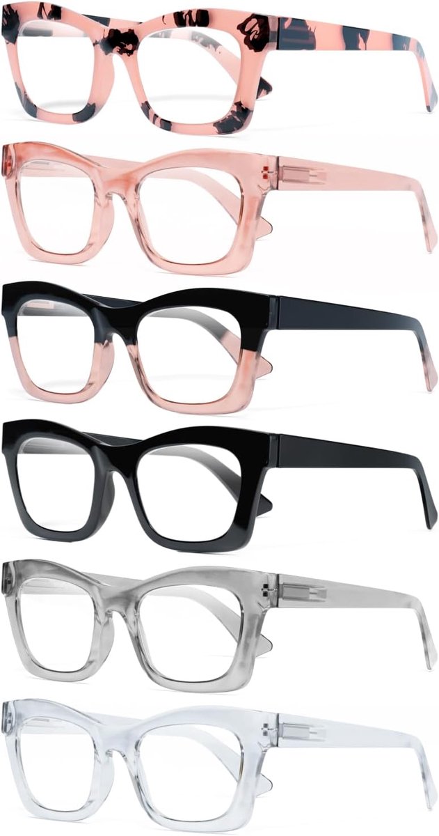 6 Pack Oprah Style Reading Glasses Women Blue Light Blocking Computer