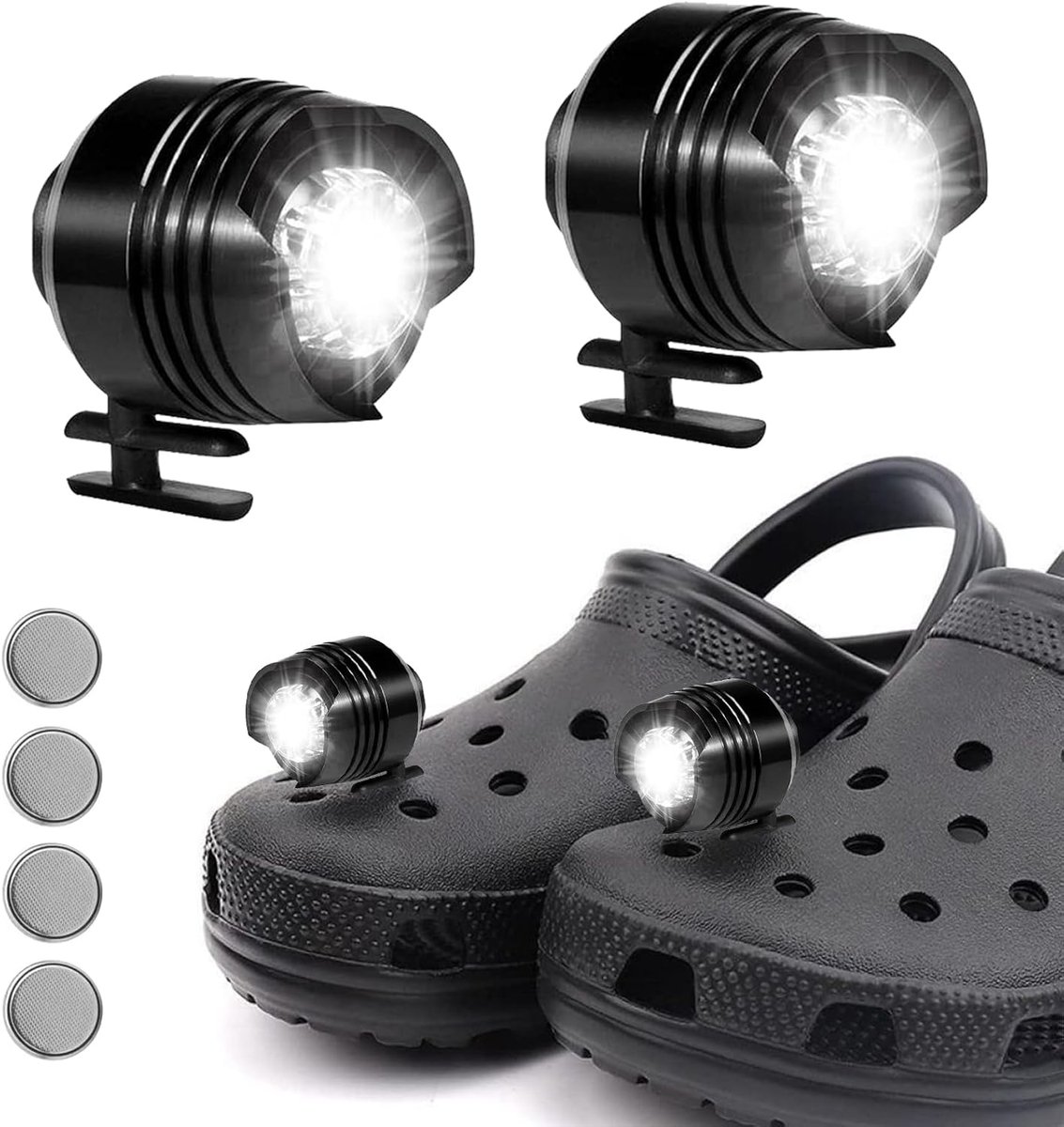 2 Stuks Croc-Koplampen, Koplampen voor Croc Schoenen met 3 Lichtstanden, IPX5 Waterdicht Kleine Lampjes voor Croc Schoen, Led-Verlichting voor Croc Schoenen voor Volwassenen en Kinderen