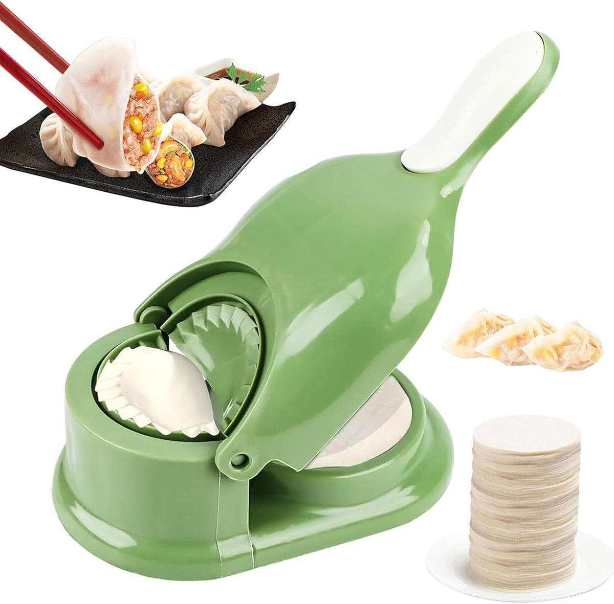 6 stuks dumpling maker, ravioli maker, dumplingvormer, ravioli in 3 maten en 3 ronde uitsteekvormen, Pierogi en Gyozas, klein/middel/groot B