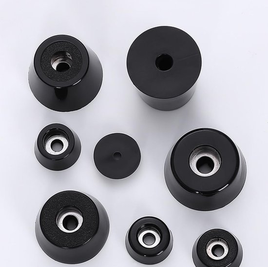 Ronde zwarte rubberen poten voor meubels, schroefbare meubelpoten, antislip beschermbuffers voor bureaus en stoelen (20 stuks, 20 x 15 x 8 mm) — afbeelding 4