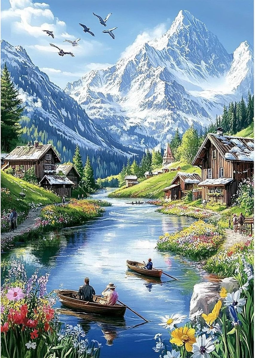 5D Alpen Sneeuwlandschap Diamant Schilderij Set voor Volwassenen,DIY
