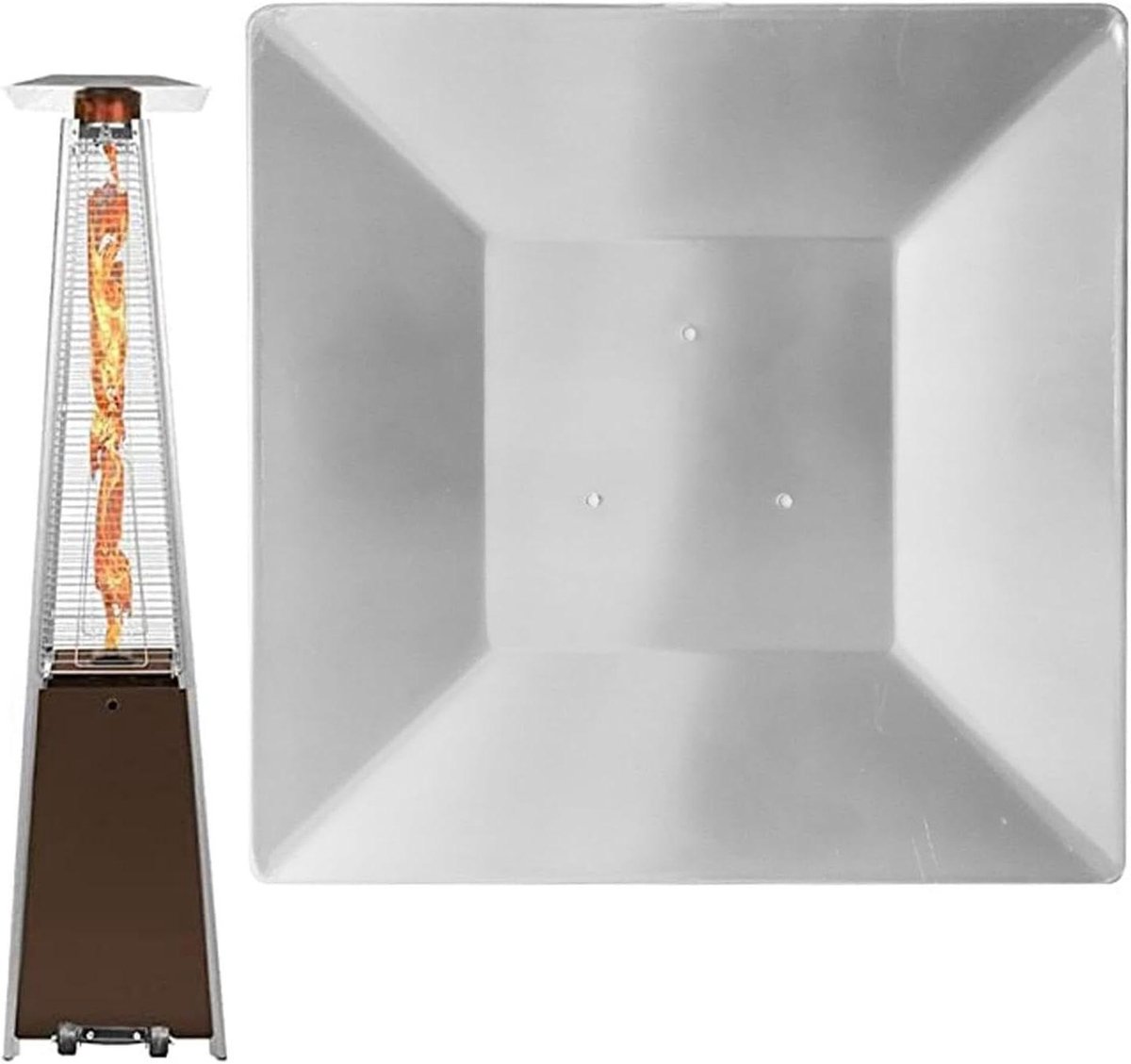 Warmteverdelers Terrasverwarmer - Reflector Afdekking - Warmte Verdeling - Energiebesparend Regenbestendig - 47 x 47 cm - Aluminium