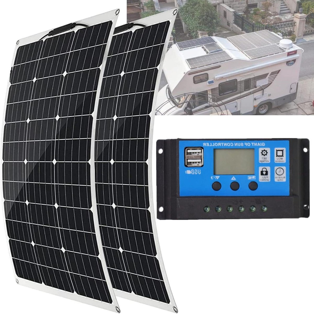 Flexibel Zonnepaneel - Buigbaar Fotovoltaïsch Paneel - Off Grid Energie - Hoog Rendement Conversie - 77.5 x 50 cm - Zwart
