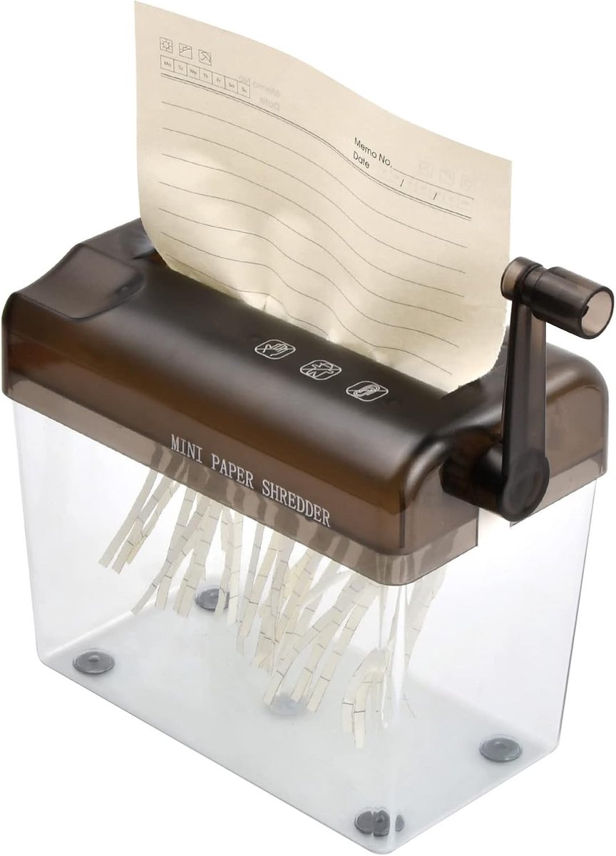 Handbediende Papierversnipperaar - Mini Grijs ABS - Energiebesparend - Compact en Stil - Voor Thuis en Kantoor