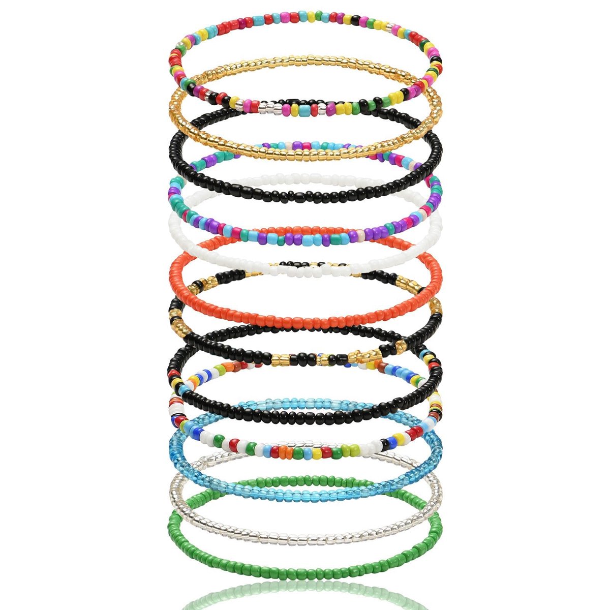 Enkelbandjes Set - Kleurrijke Kralen Enkelbanden - Verstelbare Sieraden voor Dames en Meisjes - Meerlaagse Enkelketting - Boho Strand Accessoire voor Vakantie en Zomerse Outfits