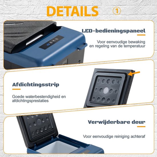 Elektrische Koelbox 9 Liter met Compressor en App-Bediening - 12V Autokoelkast en Vriesbox van -20 °C tot 20 °C - Draagbare Mini Koelkast met Accubeveiliging voor Auto, Camper, Vrachtwagen, Boot en Camping — afbeelding 3
