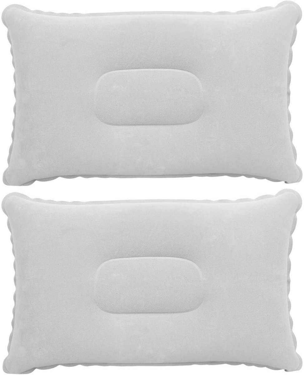 GELLDG Opblaasbaar reiskussen - 2 stuks - lichtgewicht opblaasbaar kussen - waterdicht opblaasbaar kussen - Geschikt voor reizen, kamperen, buitenactiviteiten en vissen - grijs - 22 x 35 cm