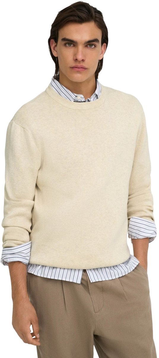 Only & Sons Heren trui bequem Beige XXL Ronde Hals Volwassenen