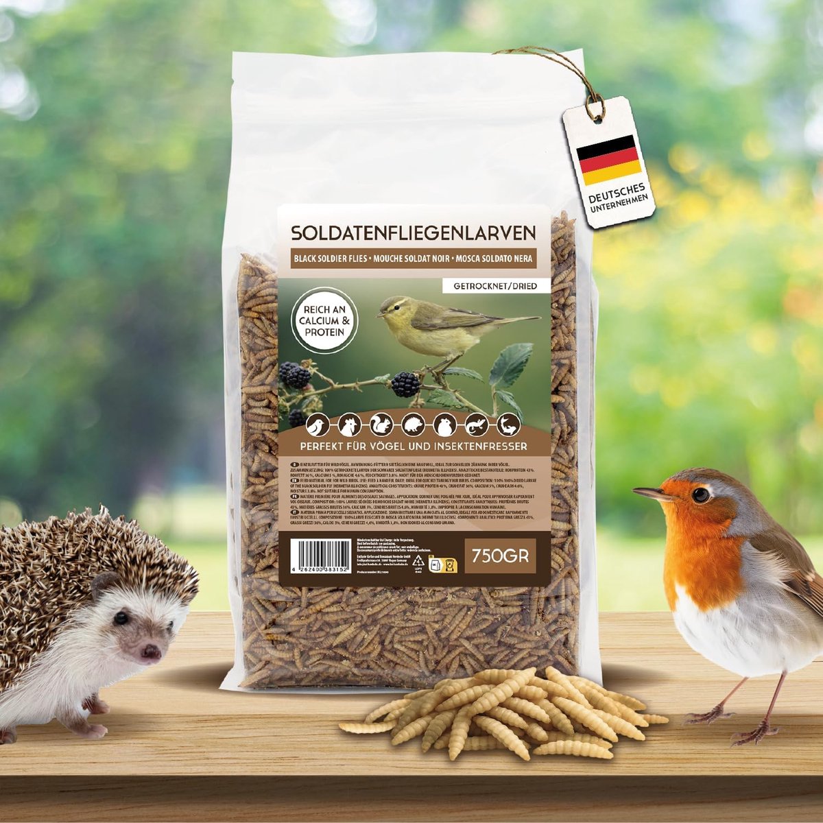 SnelShoppen - Koi-Herdeken Dorre Soldaatvlieg Larven 0.75 kg, Rijk aan Eiwitten en Voedzame Ingrediënten, Ideaal Voer voor Vogels, Vissen, Knaagdieren