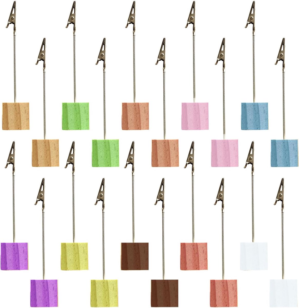 Orssmigs 20 stuks fotoklemmen memoclip houten memohouder fotohouder met grenen voet fotohouder voor kantoordecoratie - ShopVlot