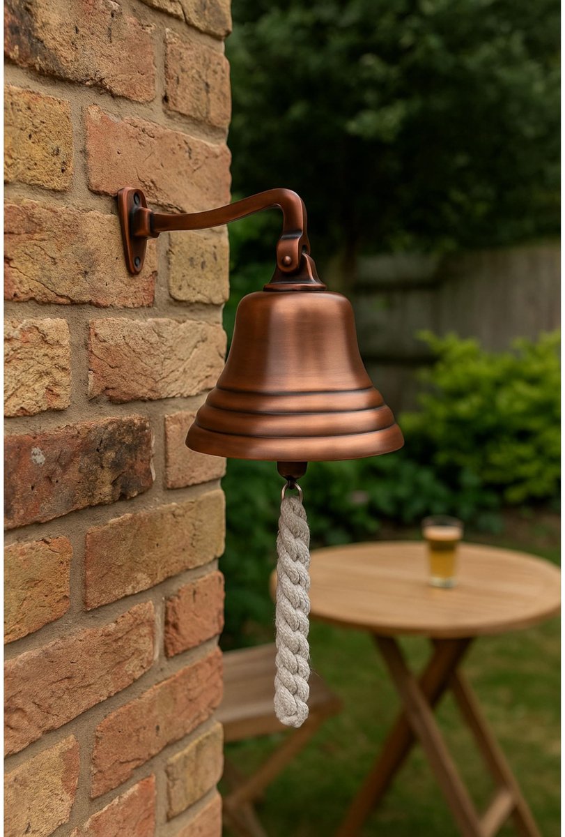 SnelShoppen - ACL Bar Accessoires Home Pub Hand Bell - Wandgemonteerde Barbel met Unieke Koperen Afwerking, Heldere Luide Geluiden, Ideaal voor Kerstm