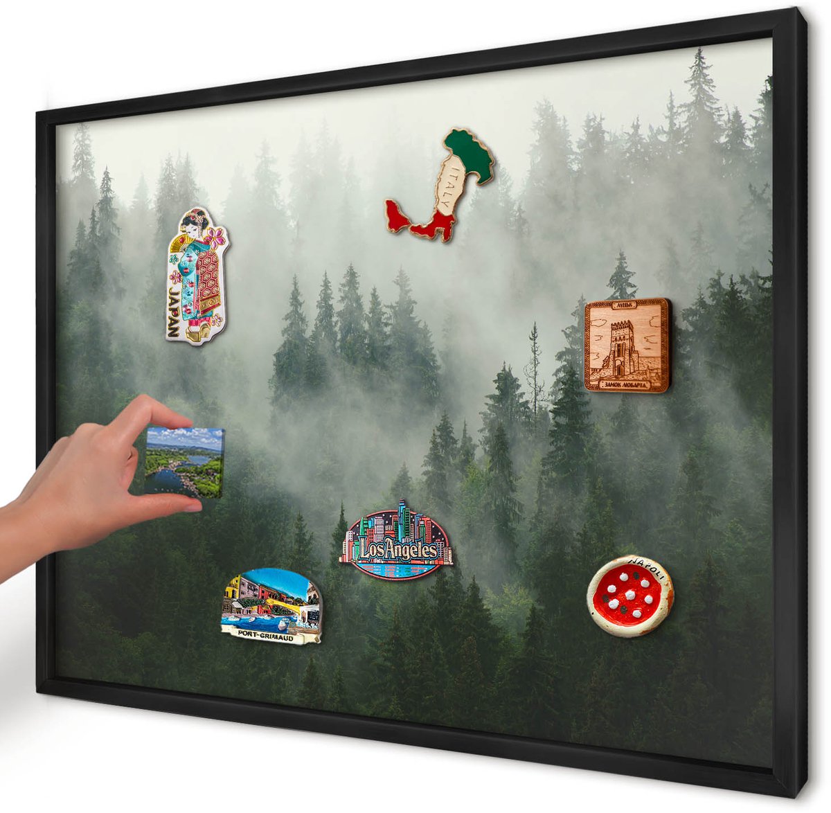 Artprintcave Groente Magneetbord mit Zwart Frame - 70x50 cm - Bosmagie Bord Voor Magneten - Fotografisch Magneet Bord mit Frame - Natuur