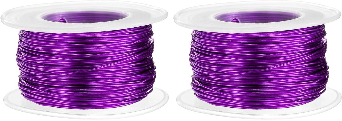 Draad, 2 stuks, 20 gauge, 0,8 mm, 30 meter, flexibel, flexibel, geanodiseerd metaal, sieraden, modelleerdraad voor sieraden, modelbouw, doe-het-zelf, paars