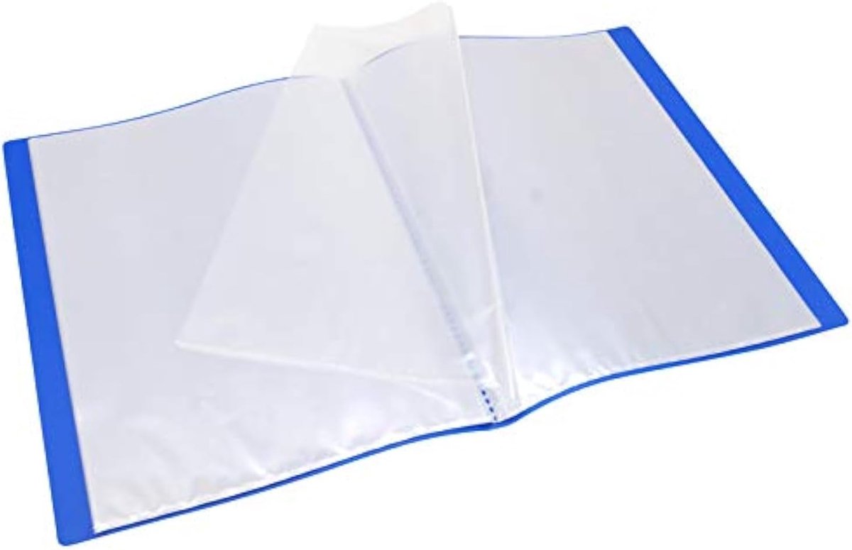 SnelShoppen - Document Folder A4 voor 60 Foto's met 30 Covers, Polypropyleen, Blauw, Ideaal voor Organiseren en Bewaren
