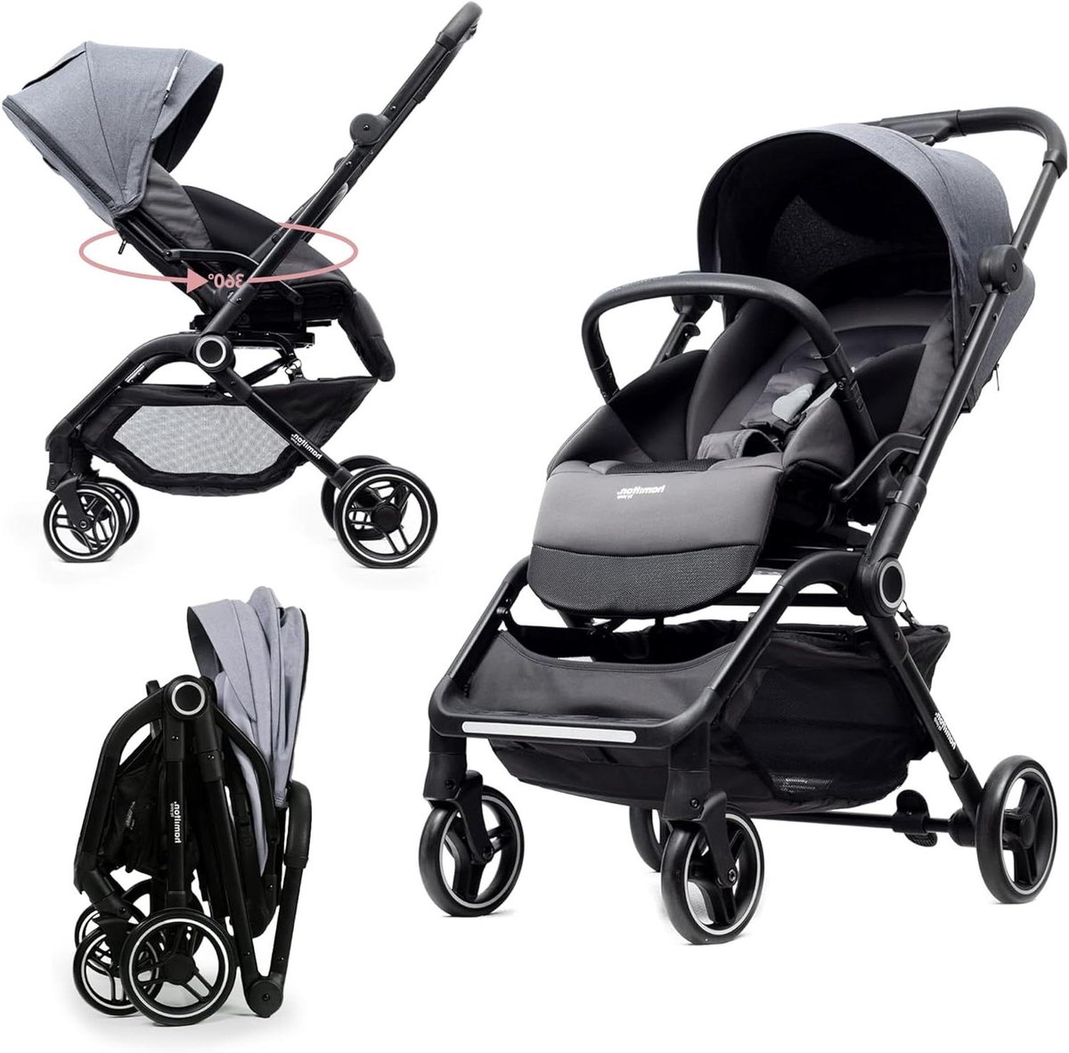 Buggy - Kinderwagen - Baby Vervoeren - 360 graden draaibaar - 8.9 kg - Grijs