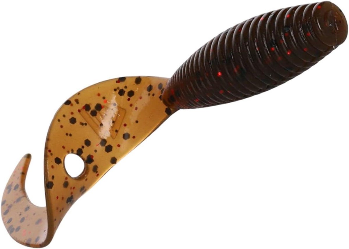 Twister Soft Aas - Rubber Visvanger - Roofvissen Vangen - Verdikt Lichaam Lange Staart - 38 mm - Bruin