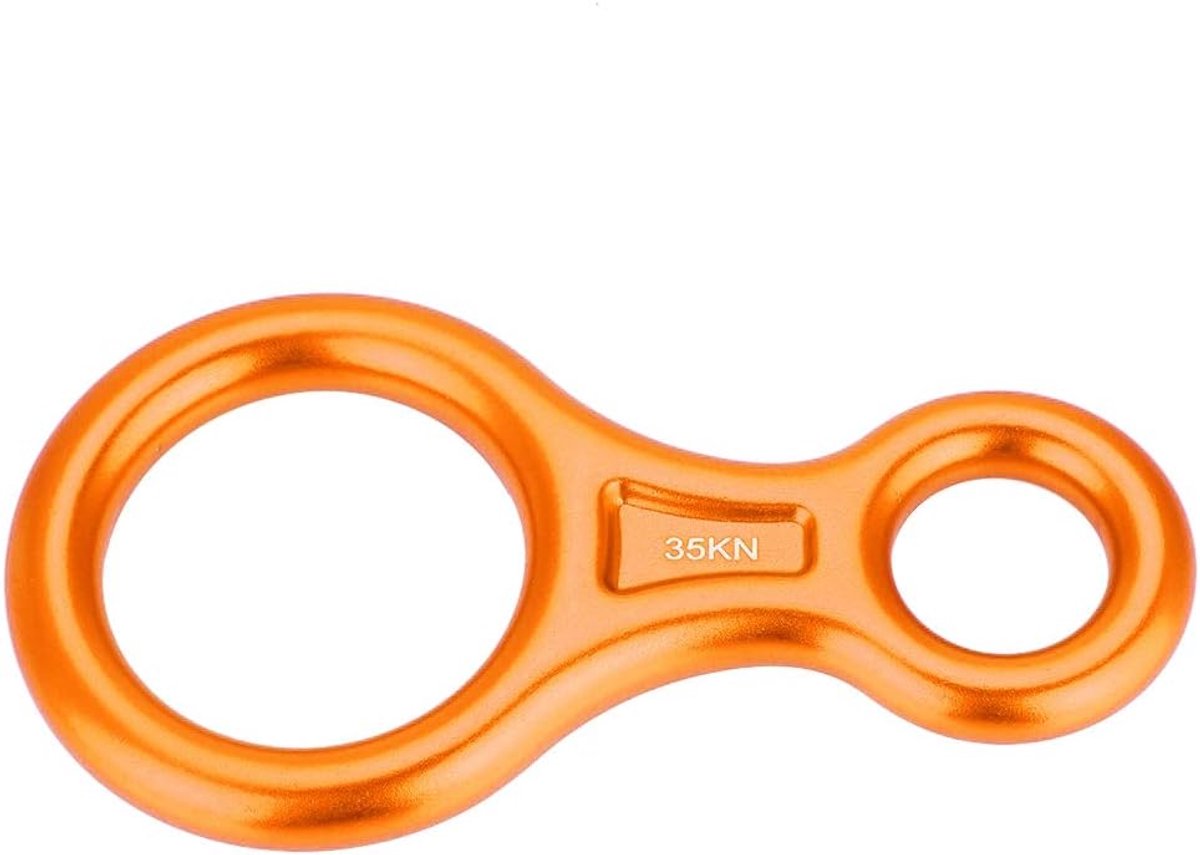 Abseilachter, 35 KN zeer sterk touw abseilapparaat aluminiumlegering afbeelding 8 touwlager, Rescue klimuitrusting, veiligheidsapparaat (oranje)