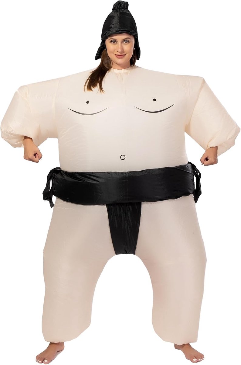 Sumoworstelaar Kostuum voor Volwassenen, Opblaasbaar Vetpak Kostuum, Fantasierijk Kostuum voor Gezinsleden, Halloween Feesten, Cosplay, Carnaval, Eén Maat 160-190 cm