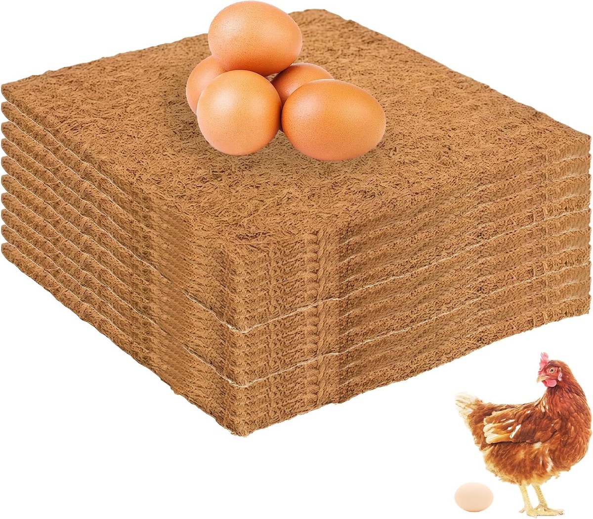 10 stuks kippennest onderlegger: 30 x 30 cm kippennestkast-inlegzolen, herbruikbare nestmatten, kippennest kokosmat accessoires ter bescherming van kippenhok en eieren