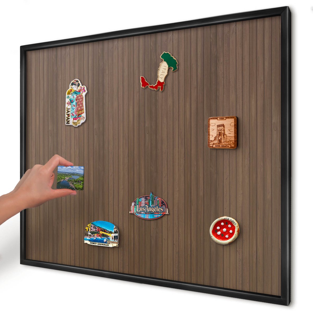 Artprintcave Bruin Magneetbord mit Zwart Frame - 80x60 cm - Houten Achtergrond Magnetische Organizer - Rustiek Magnetisch Bord Voor Magneten - Texturen