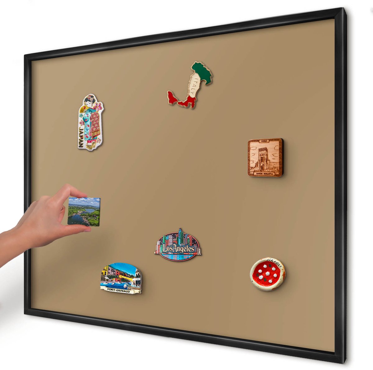 Artprintcave Bruin Magneetbord mit Zwart Frame - 80x60 cm - Bruine Kleur Memobord Keuken - Minimalist Notitiebord - Achtergronden En Patronen