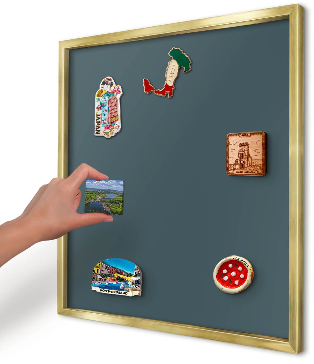 Artprintcave Turkoois Magneetbord mit Gouden Frame - 50x50 cm - Turkoois Memobord Keuken - Minimalist Magnetische Organizer - Achtergronden En Patronen