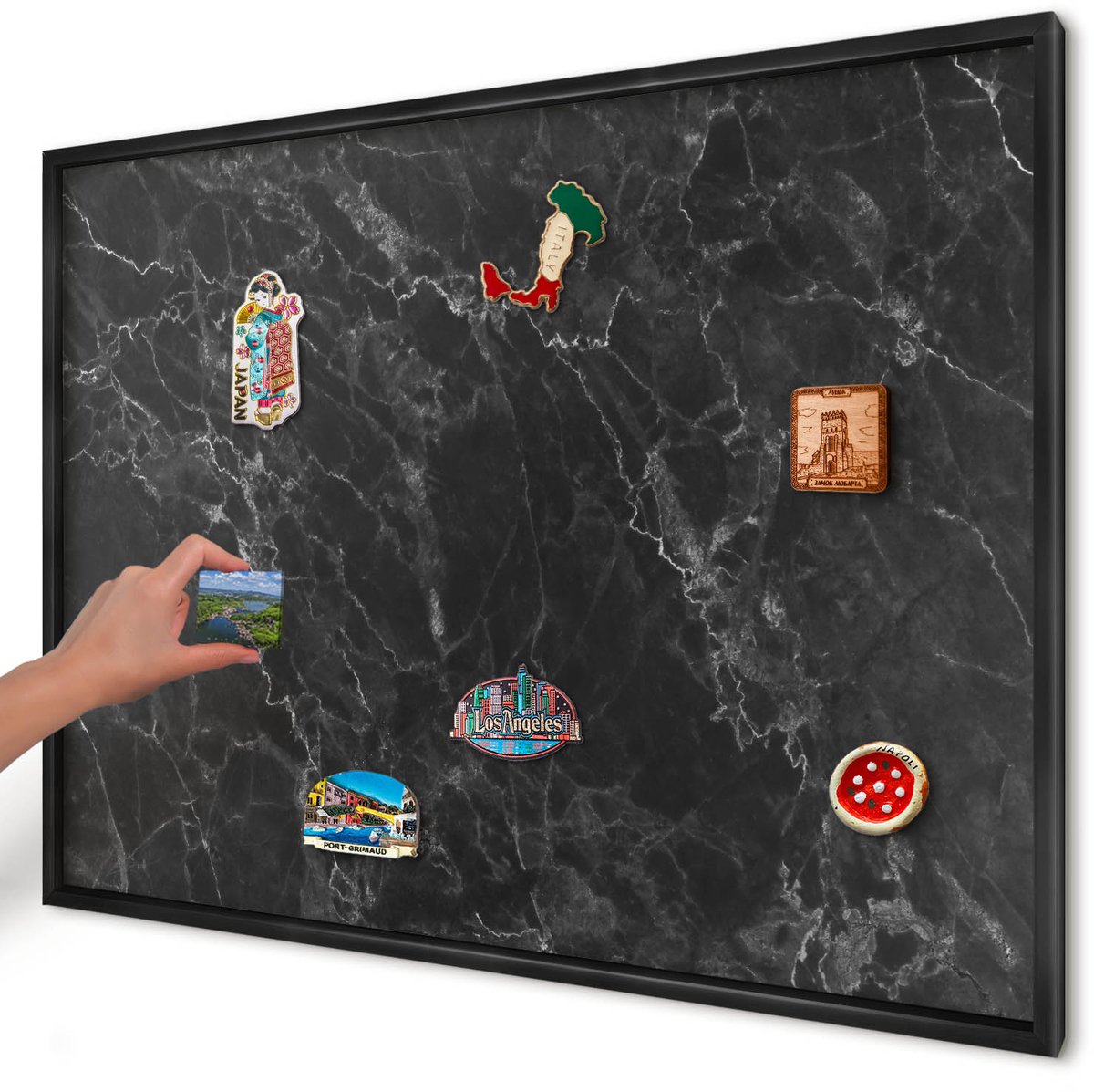 Artprintcave Zwart Magneetbord mit Zwart Frame - 100x70 cm - Marmeren Elegantie Magnetisch Bord - Modern Wandbord Magnetisch - Texturen