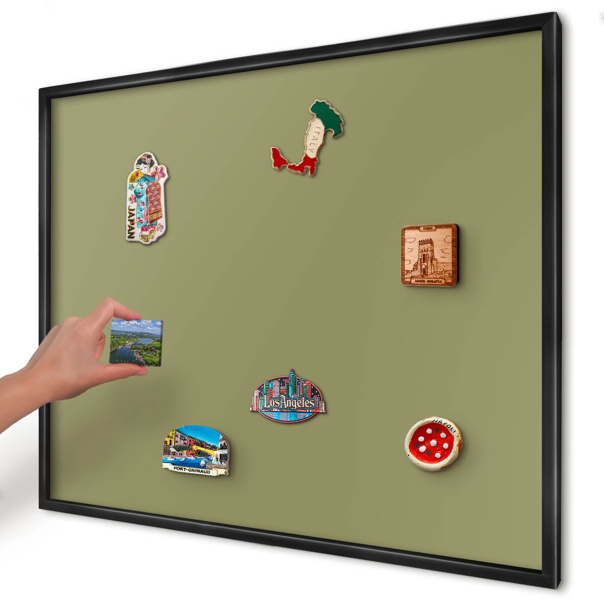 Artprintcave Geel Magneetbord mit Zwart Frame - 80x60 cm - Groen Gras Magnetisch Bord - Minimalist Magneetbord Voor Foto's - Achtergronden En Patronen