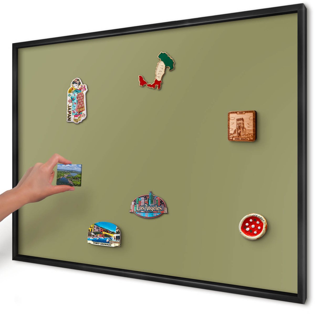 Artprintcave Geel Magneetbord mit Zwart Frame - 100x70 cm - Groen Gras Notitiebord - Minimalist Magnetische Organizer - Achtergronden En Patronen