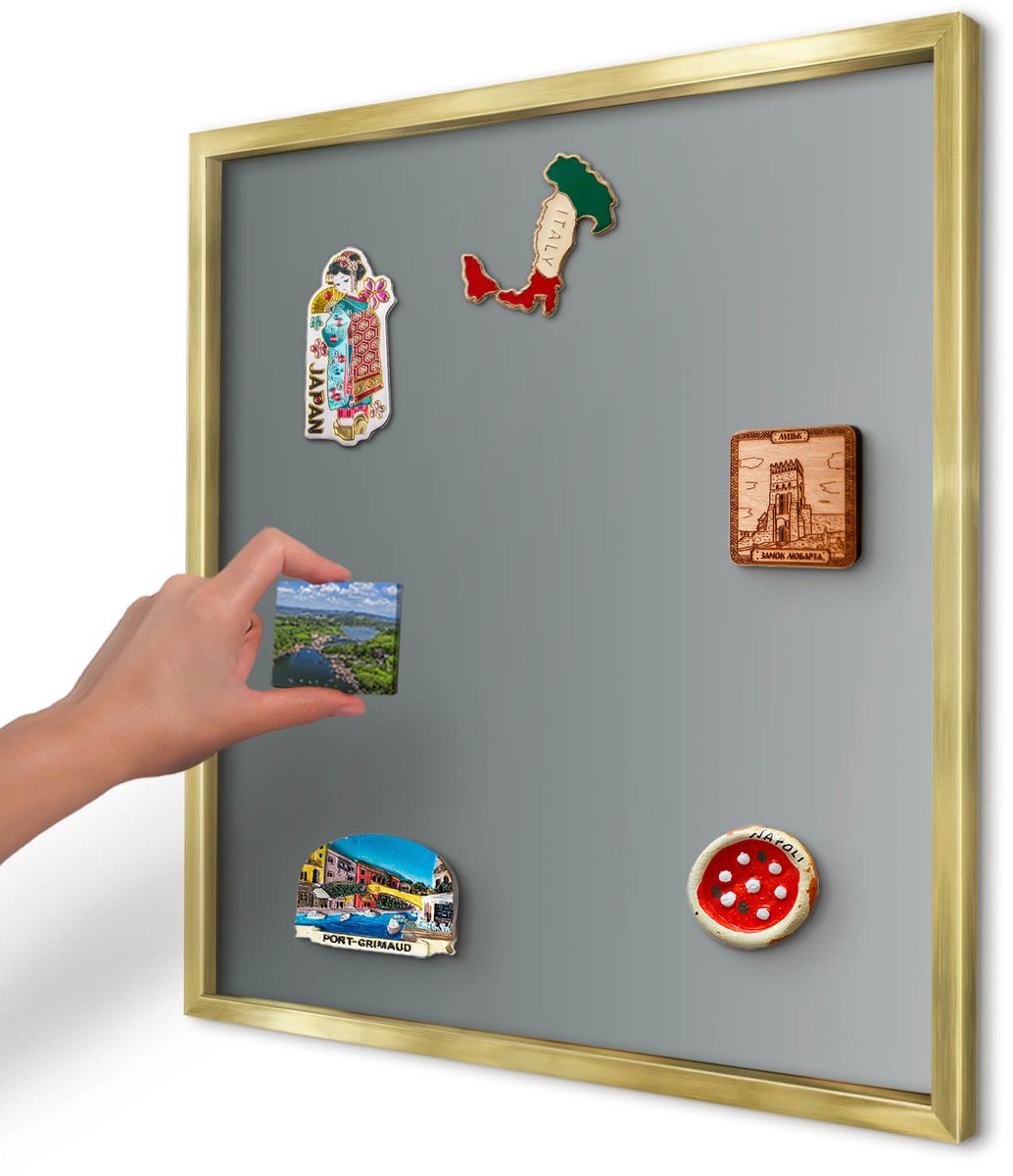 Artprintcave Grijs Magneetbord mit Gouden Frame - 50x50 cm - Blauwe Gradiënt Wandbord Magnetisch - Minimalist Magnetisch Bord - Achtergronden En Patronen