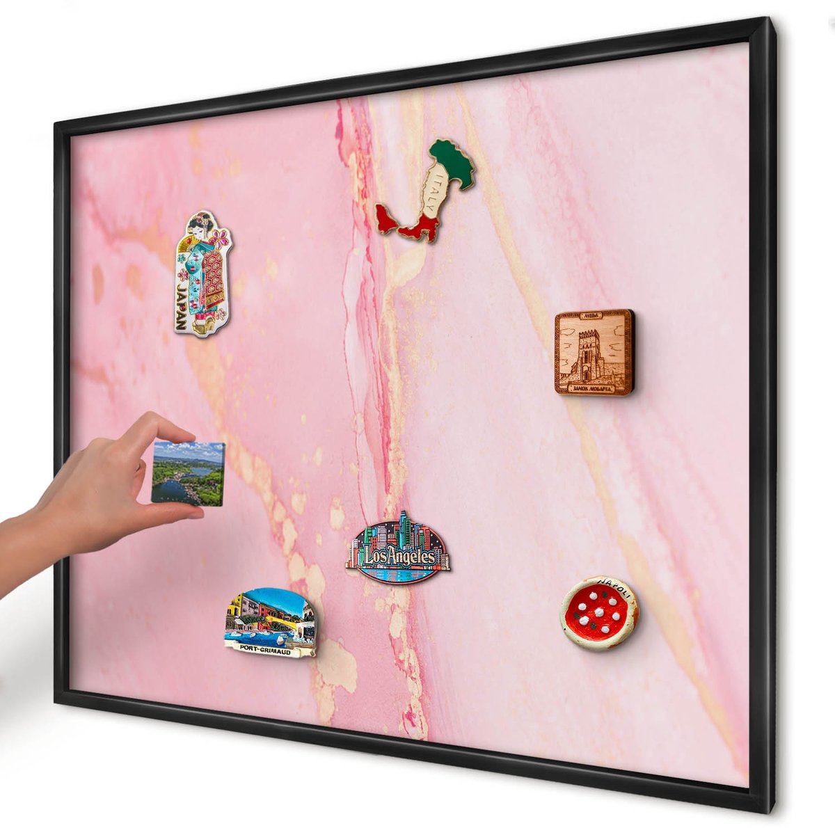 Artprintcave Roze Magneetbord mit Zwart Frame - 80x60 cm - Roze Elegantie Notitiebord - Abstract Magnetisch Bord Voor Magneten - Abstractie