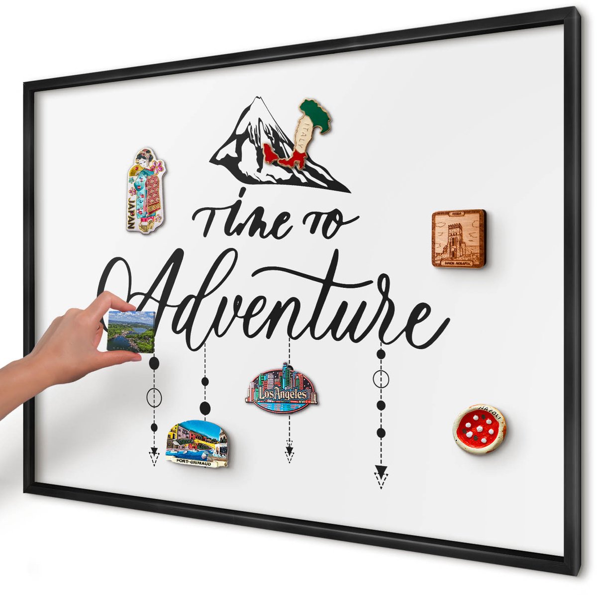 Artprintcave Wit Magneetbord mit Zwart Frame - 100x70 cm - Bergavontuur Bord Voor Magneten - Modern Memobord Keuken - Teksten