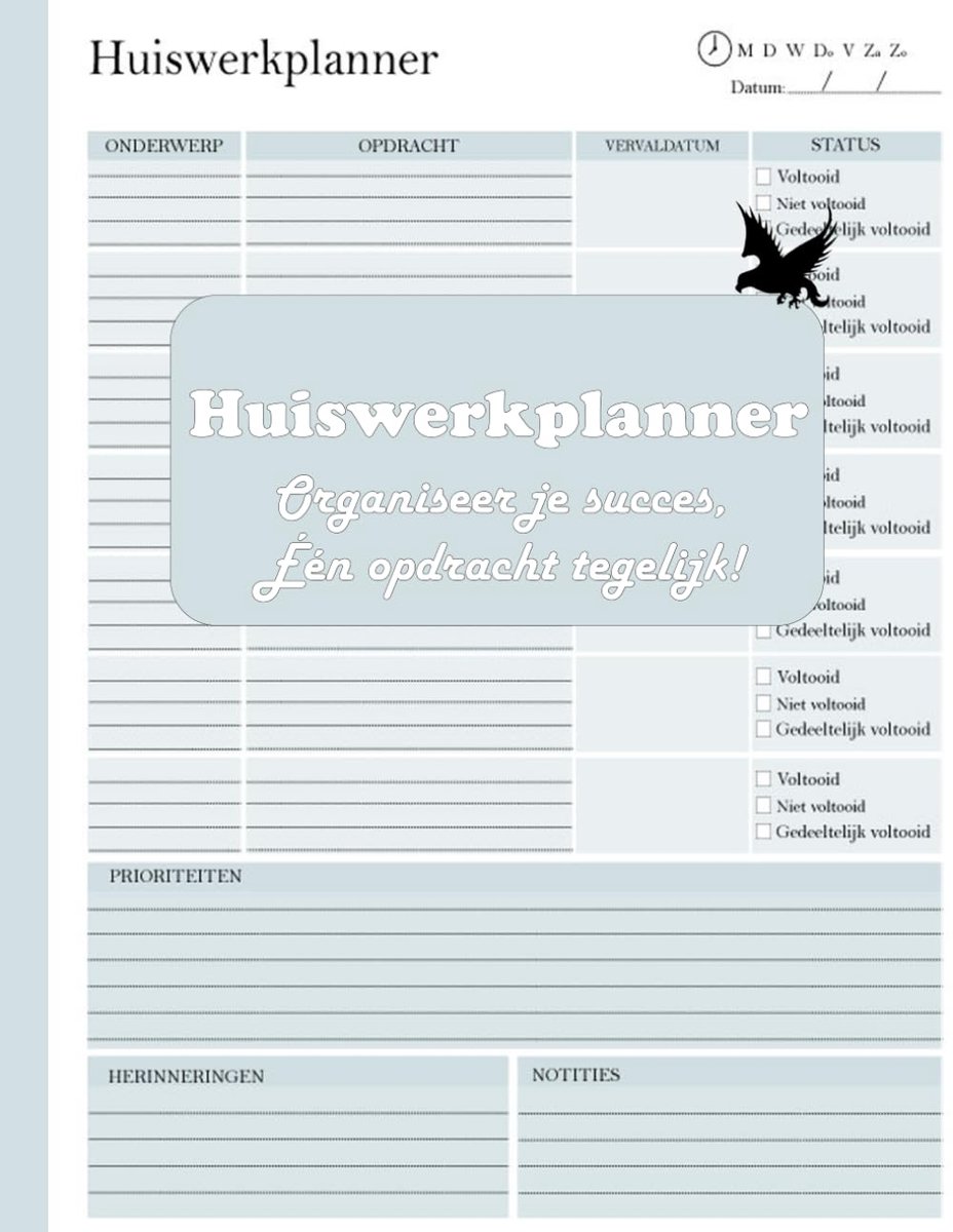 Huiswerkplanner voor kinderen 8,5''x11'' - Nederlandse editie - ADHD-vriendelijk - Behaal succes in school - ShopVlot