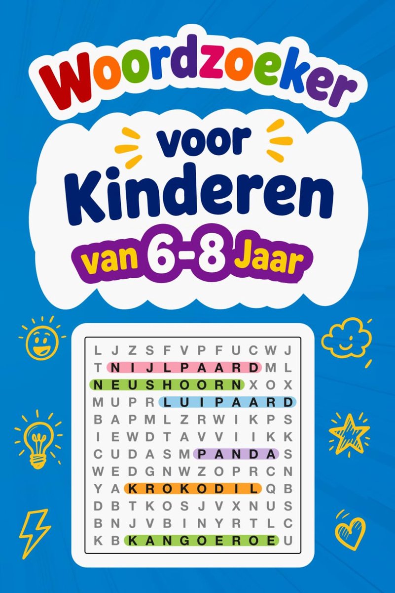 Woordzoeker voor kinderen 6-8 jaar - meer dan 700 woorden - leuk en leerzaam - stimuleert taalontwikkeling - SnelShoppen