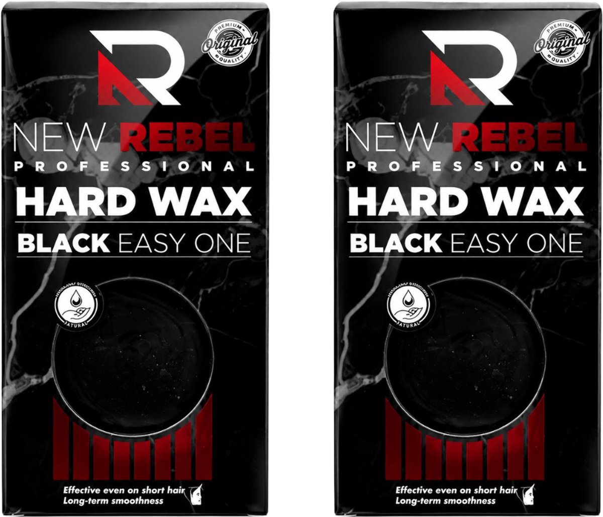 NEW REBEL Hard Wax Black Easy One – 2 Stuks x 400 g – Professionele Striploze Ontharingswax – Geschikt voor Gezicht & Lichaam