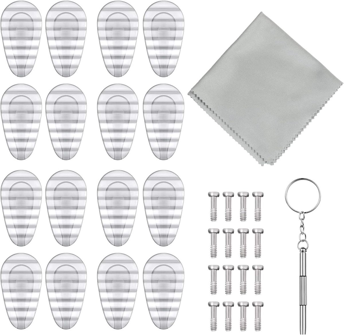 Brillen reparatieset, 8 paar luchtkamer neuspads siliconen, antislip
