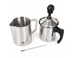 My Green Deal Latte Art Set 3-delig – Handmatige Melkopschuimer 400 ml – RVS Melkkan 600 ml – Latte Art Pen