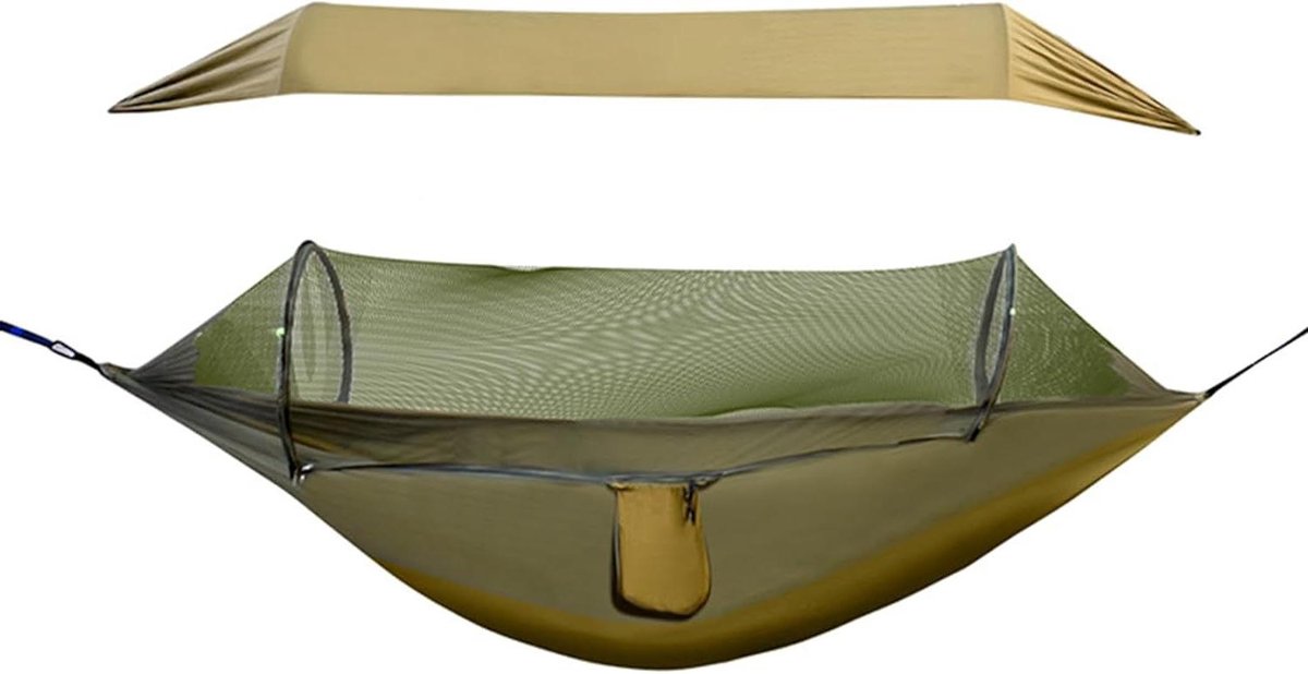 Camping Hangmat - Draagbare Hangmat - Kamperen en Reizen - Met Klamboe - 290 x 140 cm - Armygreen