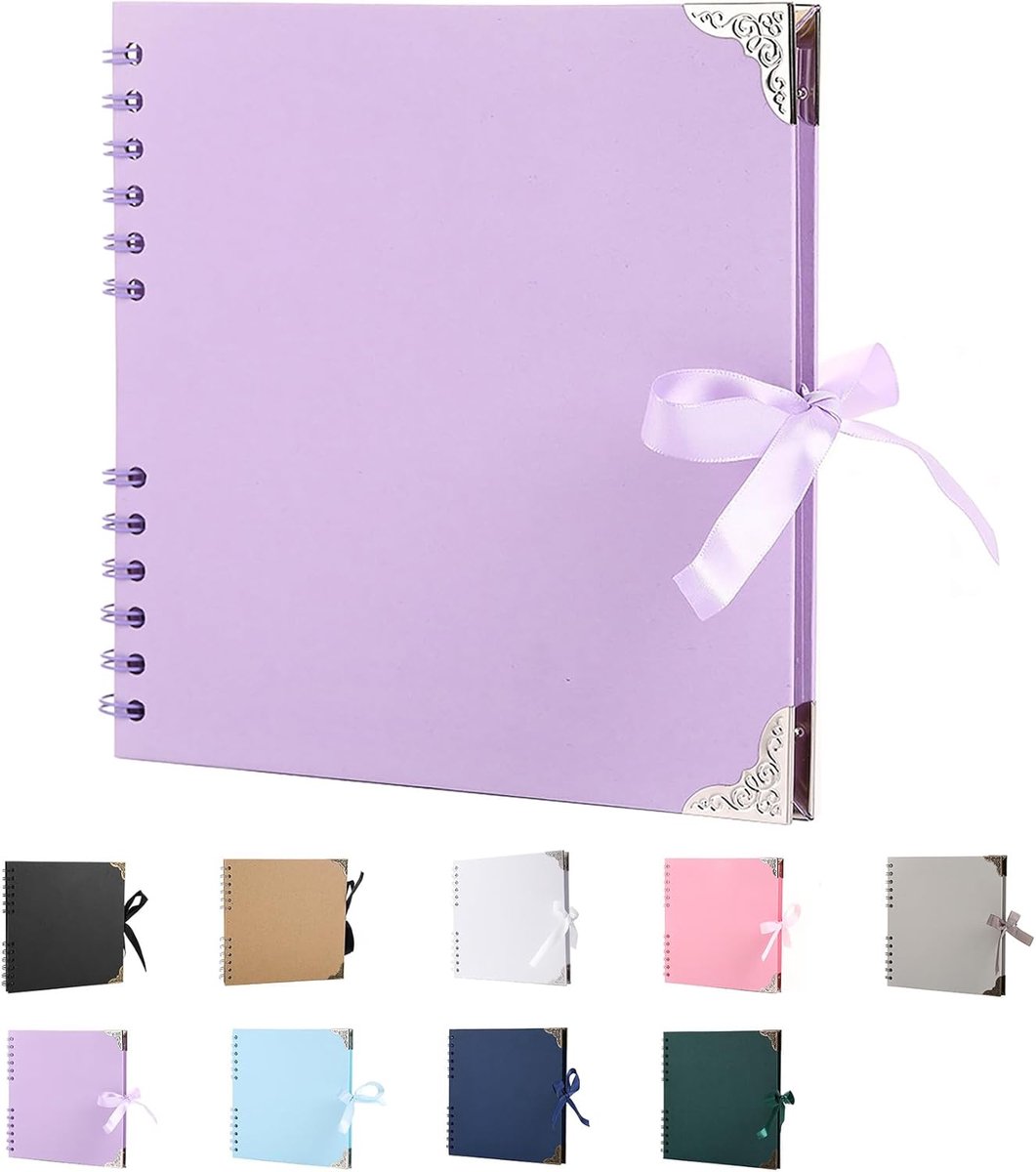 SnelShoppen - 30 Pagina's DIY Foto Album Scrapbook met Stevige Kraft Papier Cover voor Bruiloft, Verjaardag, Herinneringen, Paars