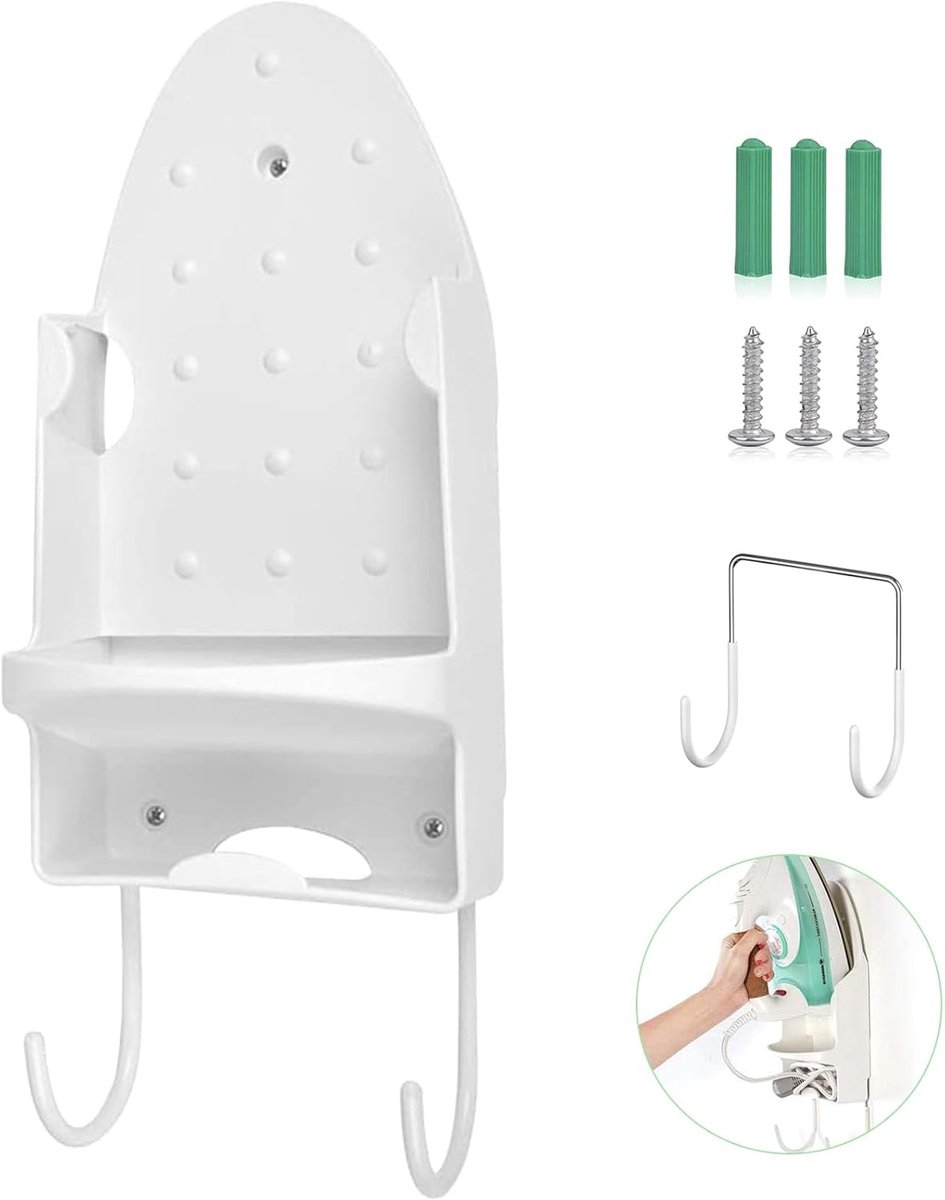 SnelShoppen - Wandmontage Strijkplank Rack - Elektrische Ijzer Houder - Huishoudelijke Badkamer Plank - Wit - Ruimtebesparend en Praktisch voor Strijk