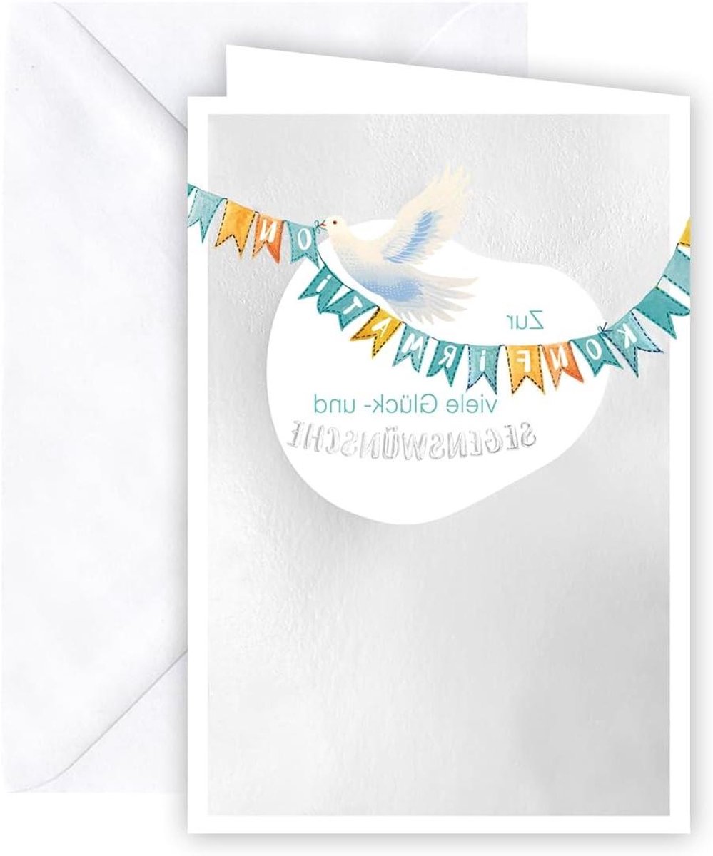 Bevestigingskaart met envelop - Wenskaart religieus - Speciale dag vieren - Zilveren embossing - B6 formaat - Wit