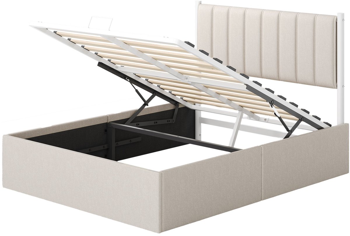VASAGLE - Bedframe met Hydraulisch Systeem - Onderbed Opbergruimte