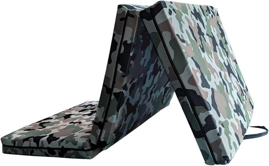 Opvouwbare Matras - Gastenmatras Futon - Extra Slaapplek - Vuilafstotende Hoes - 140x200 Cm - Camouflage — afbeelding 3