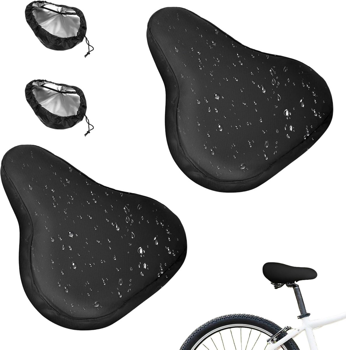Fietszadelhoes Waterdicht - Zadelhoes Regen - Fietszadel Beschermen - Naadloos Ontwerp - 2 Stuks - Zwart