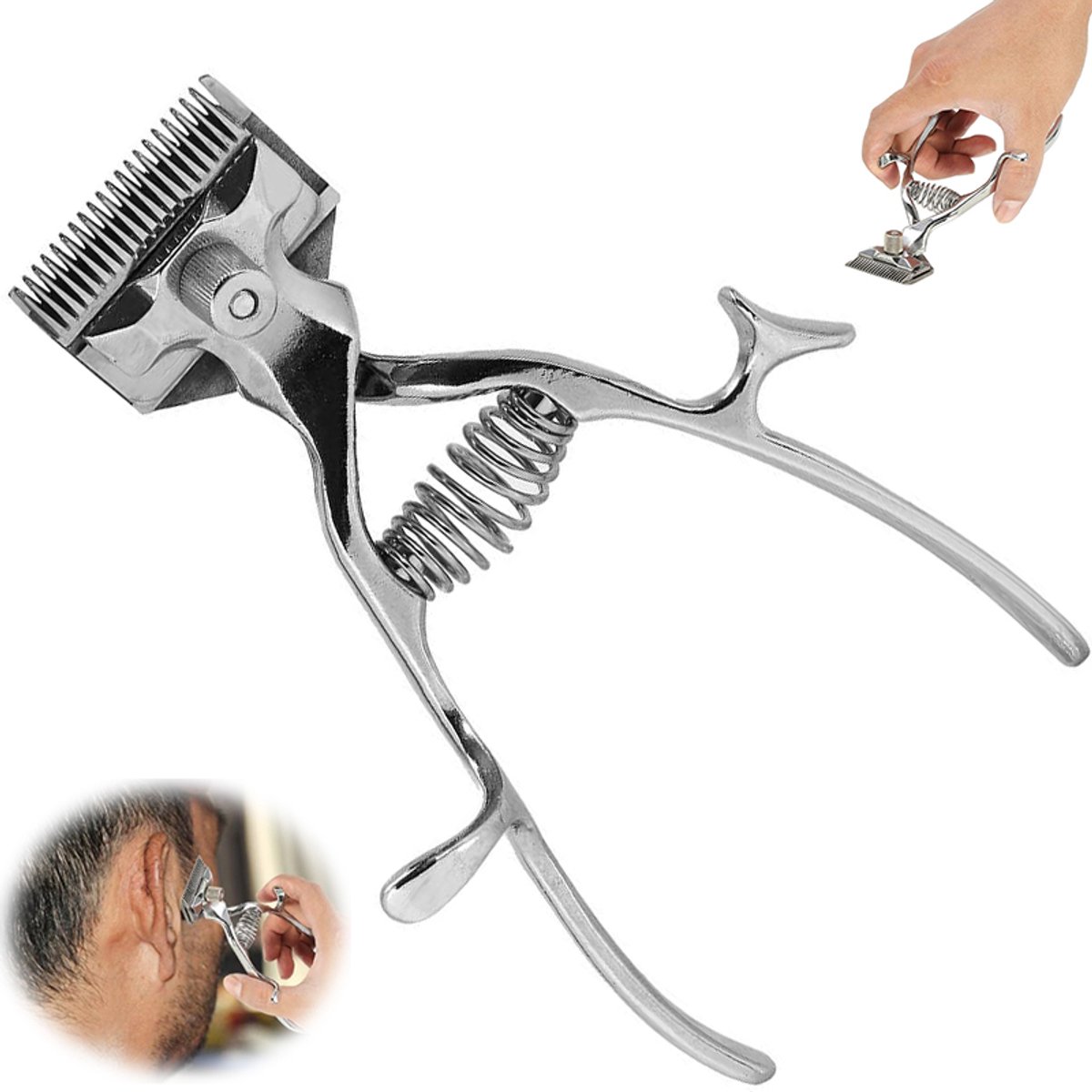 Handmatige tondeuse - Mechanische haartondeuse - Ouderwetse tondeuse - Haarknip apparaat zonder stroom - Haarknip apparaat zonder stroom - Metalen kappers tondeuse - Handtondeuse voor thuis knippen - Kappersgereedschap handmatig