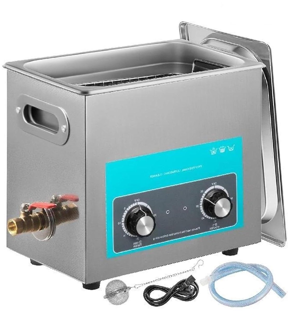 Ultrasone Reiniger - Reinigingsmachine Wasmachine - Snel Reinigen - Verwarmingsfunctie - 6L Tank - Zilver