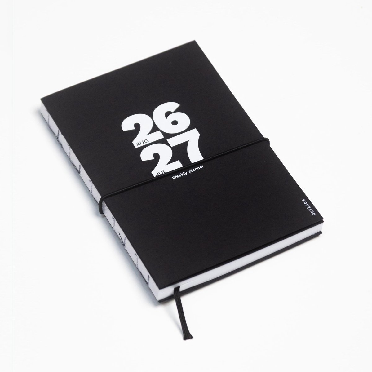 SnelShoppen - OCTÀGON DESIGN Weekplanner 2026-2027, 12 Maanden, A5 Formaat, Zwart, Organiseer Je Week, Perfect voor Thuis en Op Kantoor