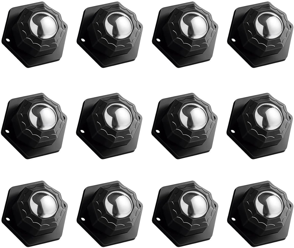 SnelShoppen - Set van 12 Zelfklevende Wielen voor Meubels, Laadcapaciteit 13.6 kg per Wiel, 2.5 cm Laagprofiel, Universeel voor Opslagdozen en Opbergb