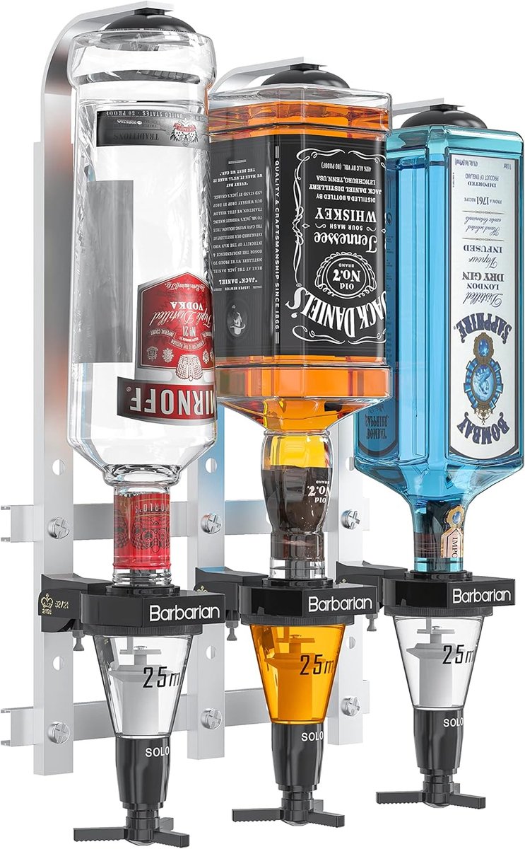 SnelShoppen - Bar Butler Shot Maatbeker Steun voor Thuisbar - 3 Fles Houder voor Sterke Dranken en Wijn - Ideaal voor Feesten, Garage en Man Cave