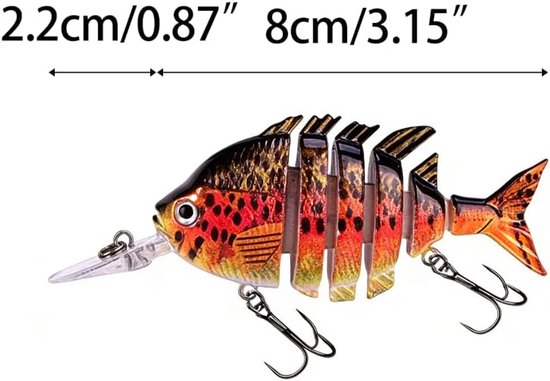 SnelShoppen - Crankbait Visaas Set 5 Stuks, 8 cm Kunstaas Wobbler Snoek, 15 g Levensecht Visaas voor Zoet en Zout Water, Perfecte Visgeschenken voor M — afbeelding 3